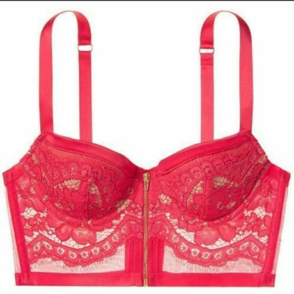 VS sexy red lace and satin set, matching thong